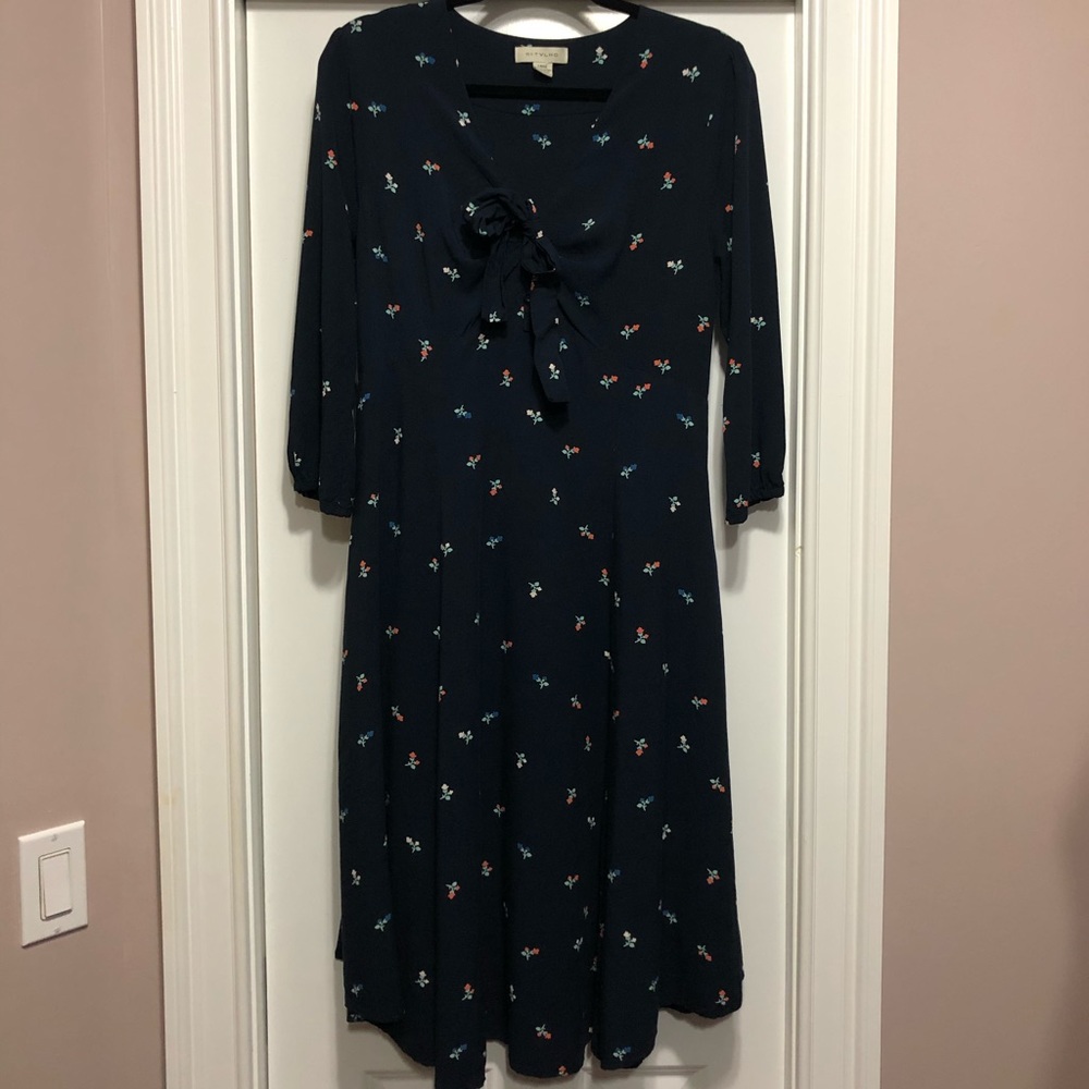 Navy Floral Print Dress